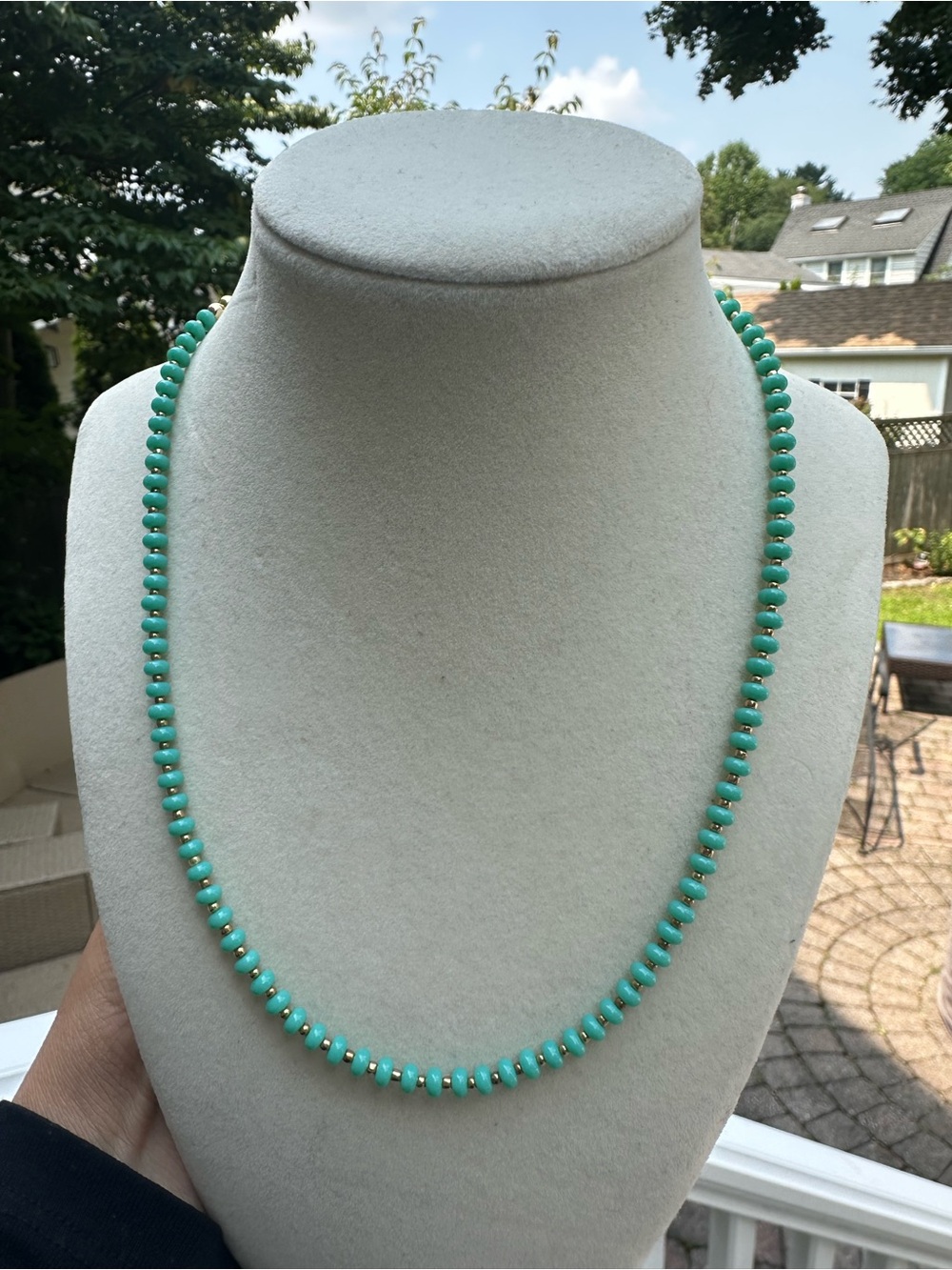 Turquoise Blue Beaded Necklace - Preppy Coastal Layering